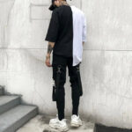 Skinny Cargohose Herren Lab in Schwarz