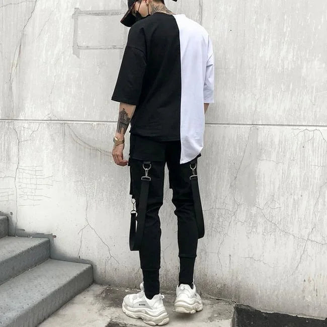 Skinny Cargohose Herren Lab in Schwarz