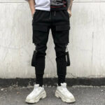 Skinny Cargohose Herren Lab in Schwarz