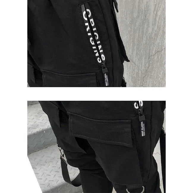 Skinny Cargohose Herren Lab in Schwarz
