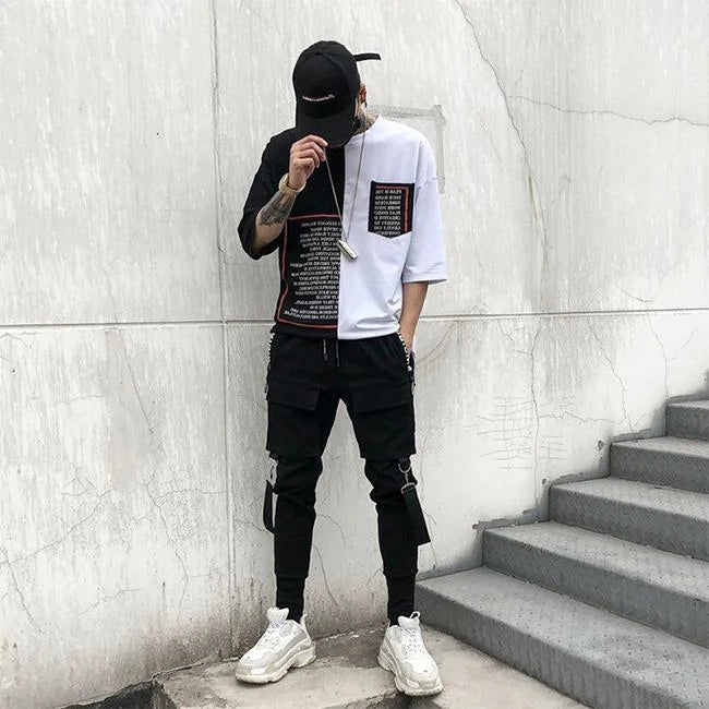 Skinny Cargohose Herren Lab in Schwarz