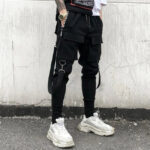 Skinny Cargohose Herren Lab in Schwarz