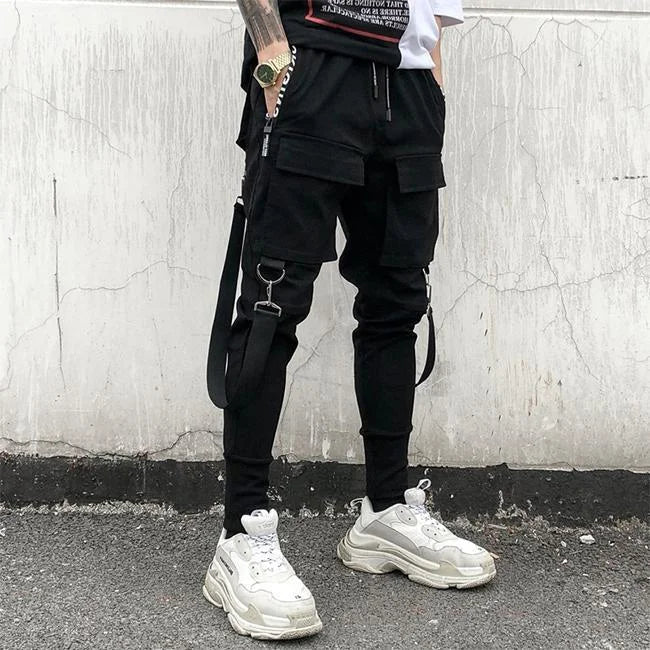 Skinny Cargohose Herren Lab in Schwarz