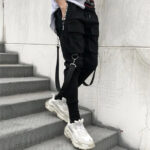 Skinny Cargohose Herren Lab in Schwarz
