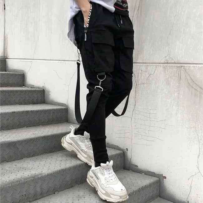 Skinny Cargohose Herren Lab in Schwarz