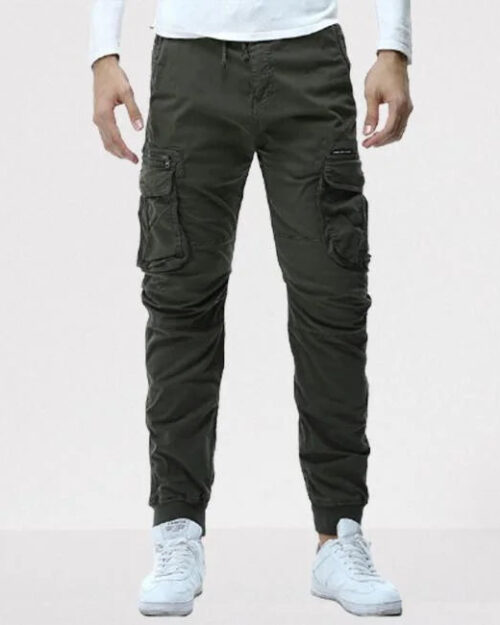 Casual Cargohose Herren Slim Fit in Schwarz