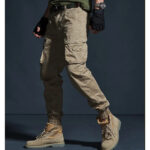 Beige Stretch Cargohose Herren Slim Fit