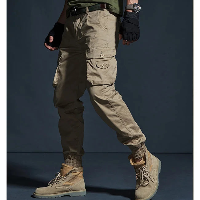 Beige Stretch Cargohose Herren Slim Fit