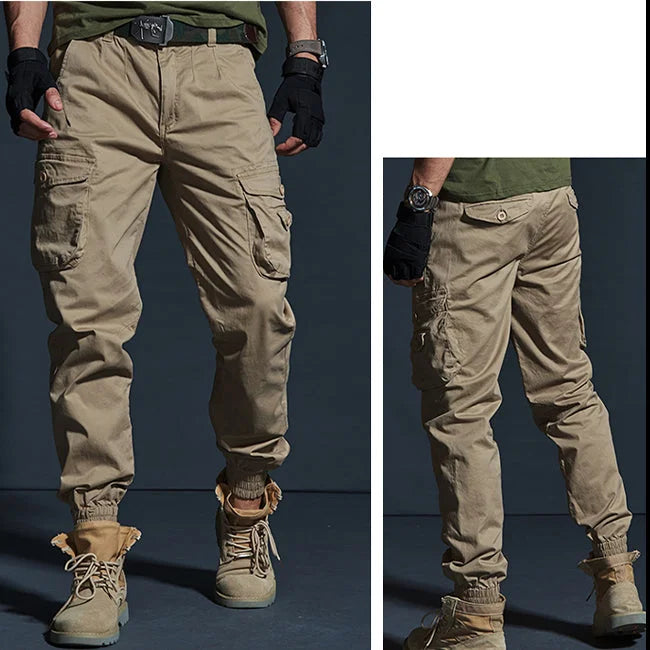 Beige Stretch Cargohose Herren Slim Fit