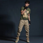 Beige Stretch Cargohose Herren Slim Fit