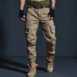 Beige Stretch Cargohose Herren Slim Fit