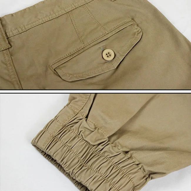 Beige Stretch Cargohose Herren Slim Fit