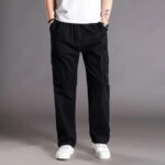 Weite Stretch Cargohose Herren in Schwarz
