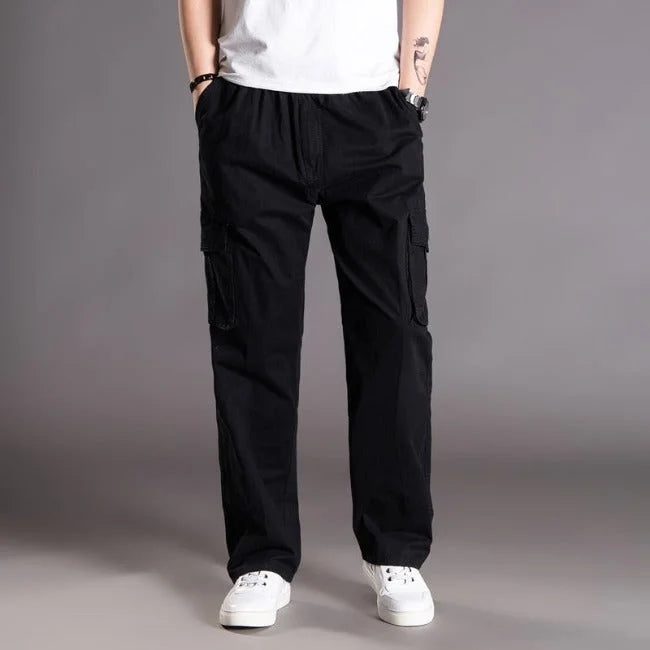 Weite Stretch Cargohose Herren in Schwarz