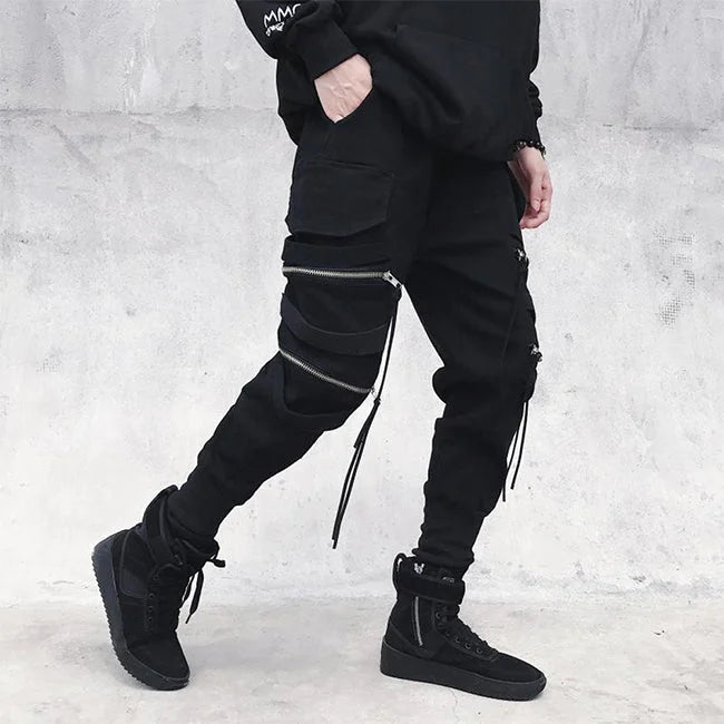 Cargohose Herren mit Reißverschlusstaschen in Schwarz