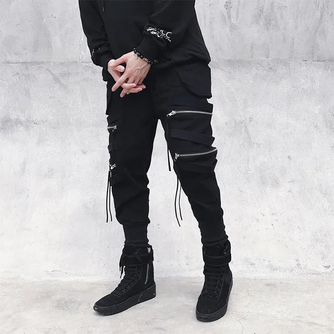 Cargohose Herren mit Reißverschlusstaschen in Schwarz