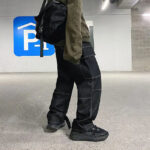 Cargo Jeans Herren Schwarz Baggy