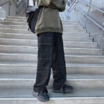 Cargo Jeans Herren Schwarz Baggy