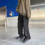 Cargo Jeans Herren Schwarz Baggy
