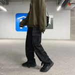 Cargo Jeans Herren Schwarz Baggy