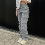 Graue Cargohose Damen Straight Fit
