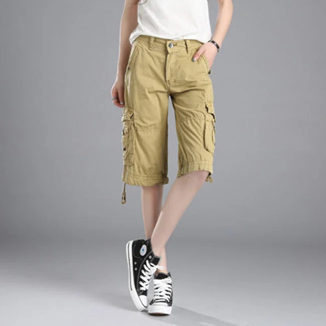 Cargo Shorts Damen Beige
