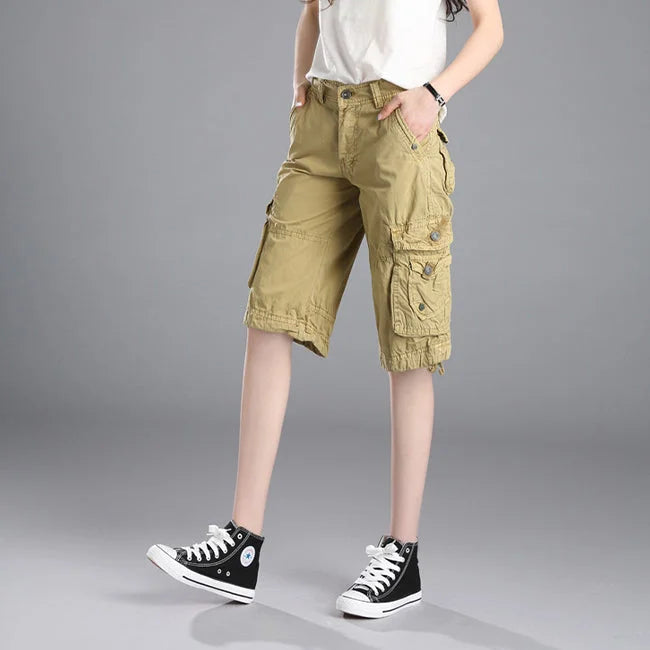 Cargo Shorts Damen Beige