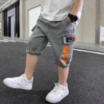 Cargo Jeans Shorts Kinder in Grau