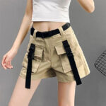 Kurze Cargohose Damen in Beige