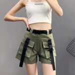Kurze Cargohose Damen Khaki