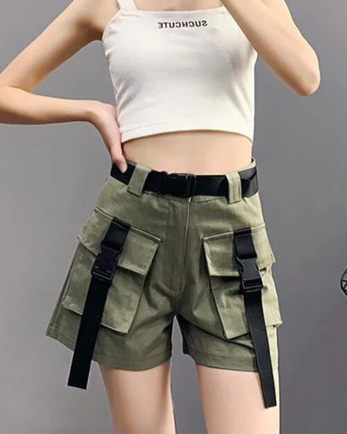 Kurze Cargohose Damen Khaki