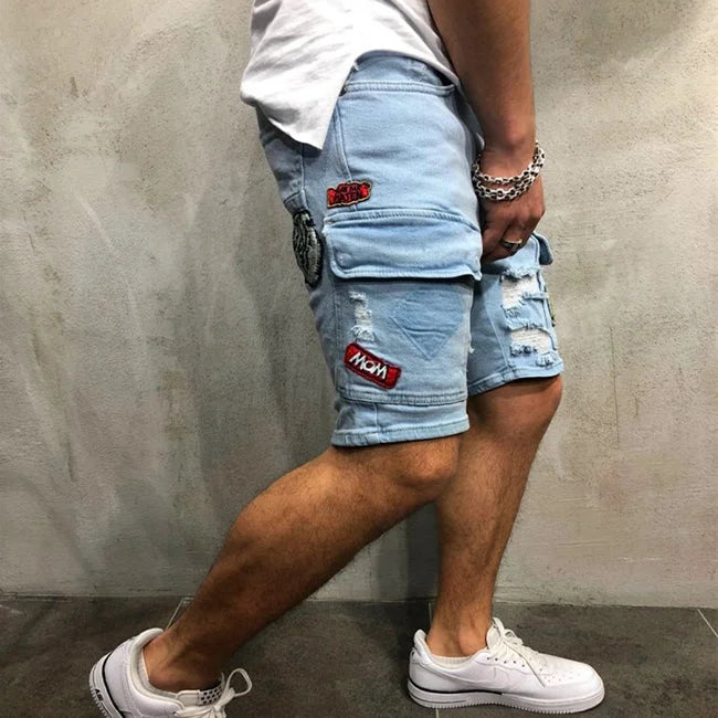 Cargo Jeans Shorts Herren in Blau