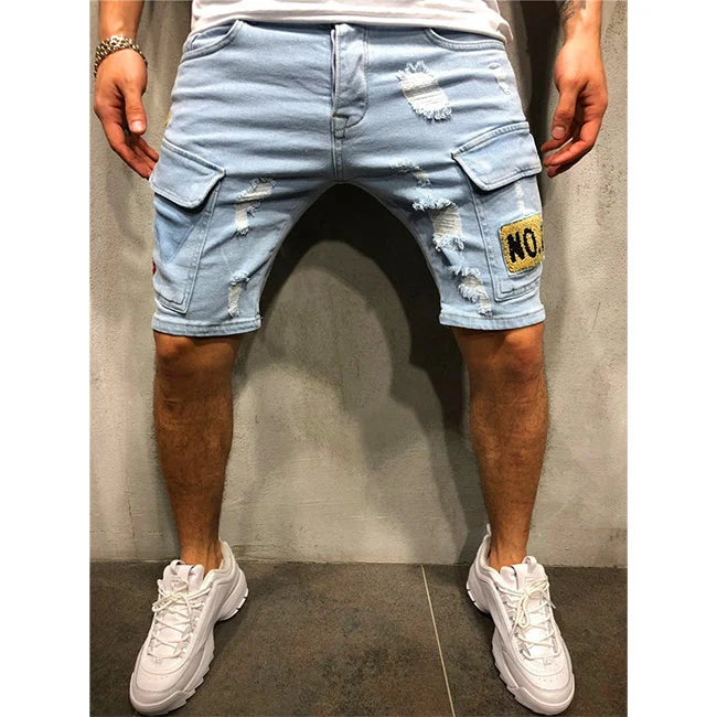 Cargo Jeans Shorts Herren in Blau