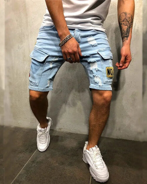 Cargo Jeans Shorts Herren in Blau