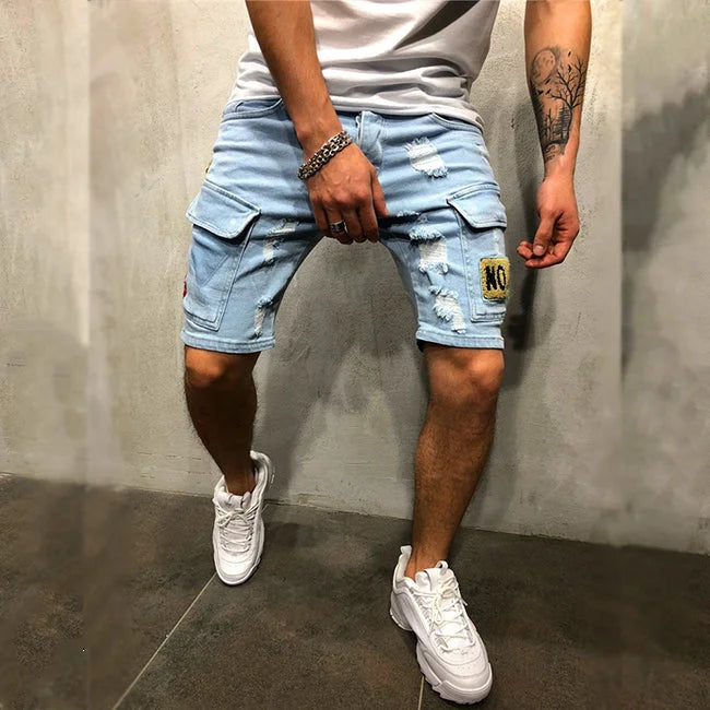 Cargo Jeans Shorts Herren in Blau
