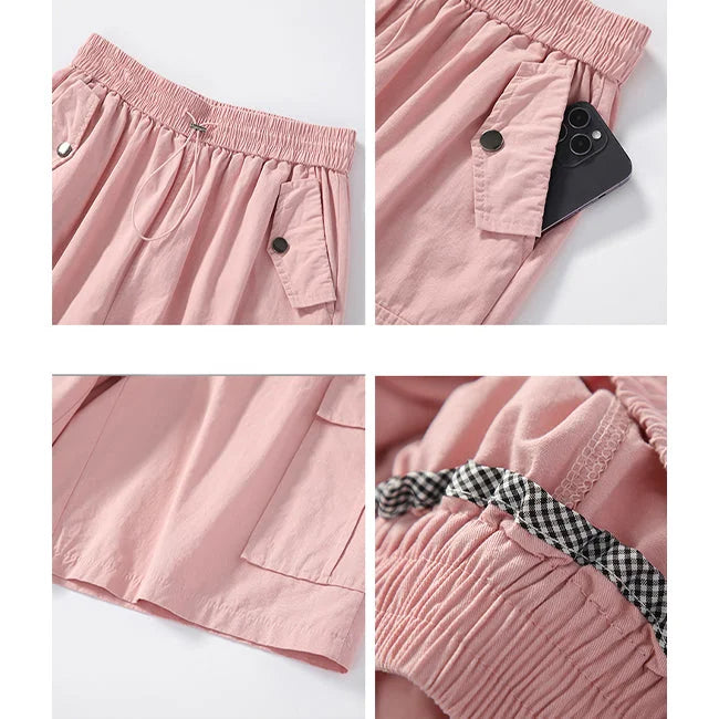 Oversize Cargo Shorts Damen Rosa