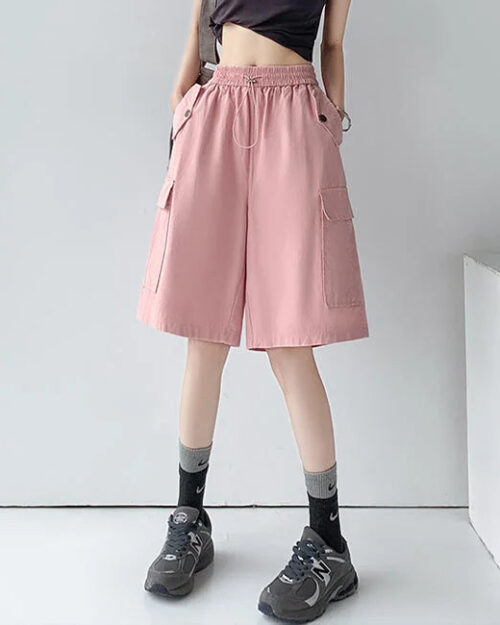 Oversize Cargo Shorts Damen Rosa