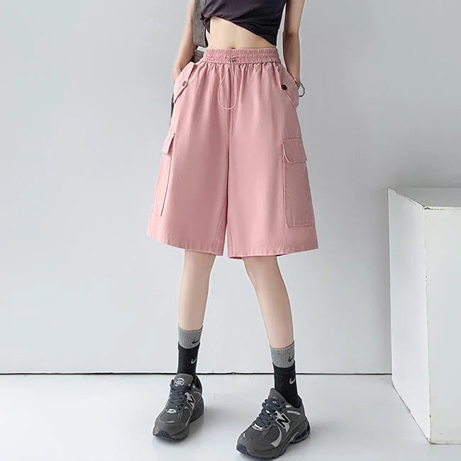 Oversize Cargo Shorts Damen Rosa