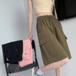Oversize Cargo Shorts Damen Rosa