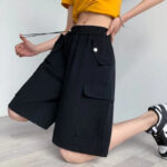 Oversize Cargo Shorts Damen in Schwarz