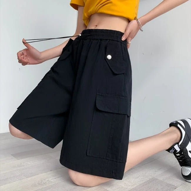 Oversize Cargo Shorts Damen in Schwarz