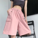Oversize Cargo Shorts Damen Rosa