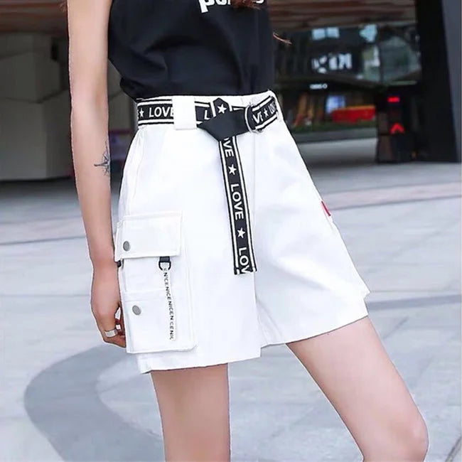 Streetwear Cargo Shorts Damen in Weiß