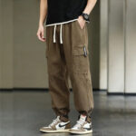 Baggy Cargohose Herren Hip Hop in Braun